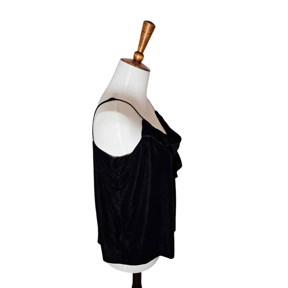 J. Crew Black Velvet V Neck Ruffle Tank Top 4 Preowned - Picture 5 of 9